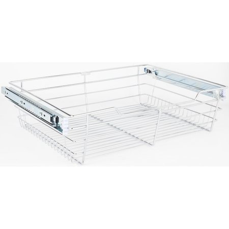 HARDWARE RESOURCES Chrome Closet Pullout Basket with Slides 16"Dx23"Wx6"H POB1-16236CH